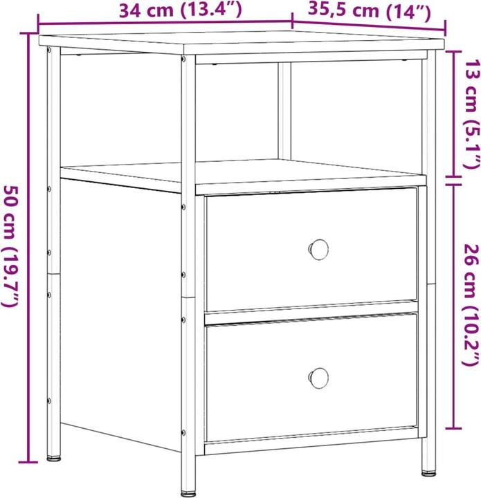 Immagine prodotto vidaXL Nachttisch (34 x 35.50 x 50 cm)