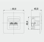 Produktbild Rutenbeck Netzwerkdose Unterputz Einsatz mit Zentralplatte und Rahmen CAT 6 2 Port Reinweiss