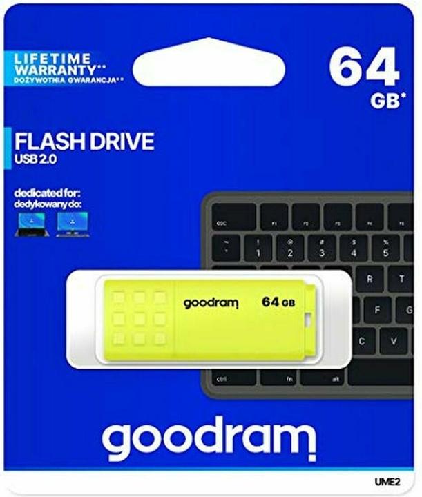 Actual product image Goodram UME2 UME2-0640Y0R11 Pendrive (64 GB, USB 2.0, yellow) (64 GB, USB-A)