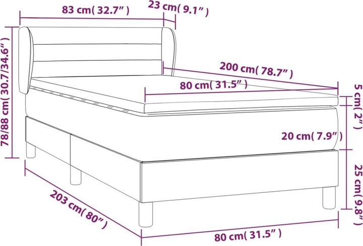 Image du produit vidaXL Boxspringbett (80 x 200 cm)