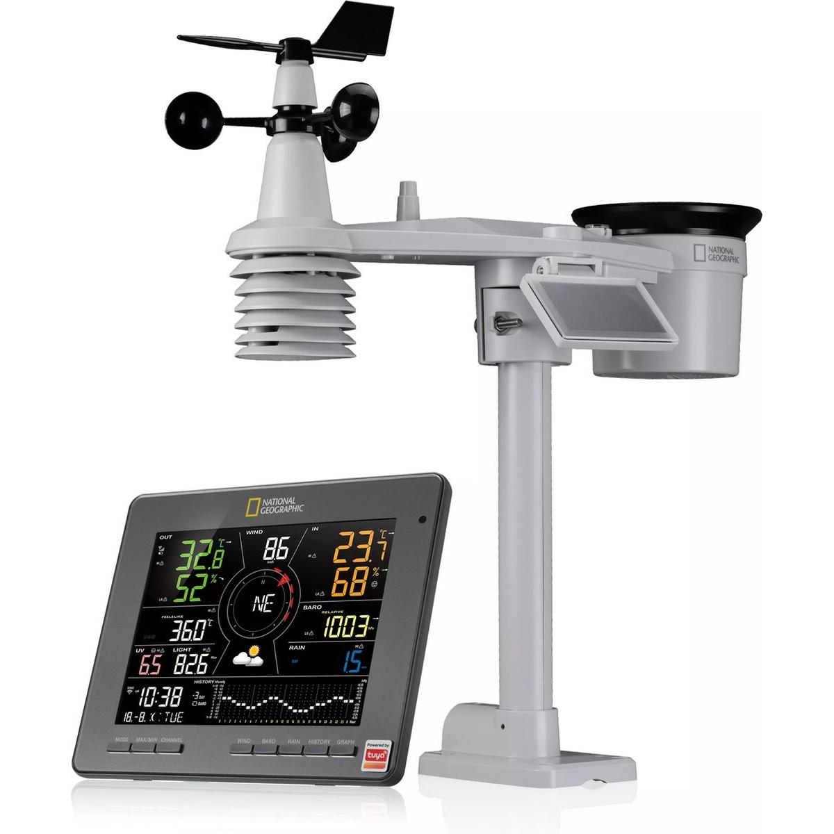 National Geographic Weerstation -Tuya - 7-in-1 Sensor, Stazione meteo, Argento