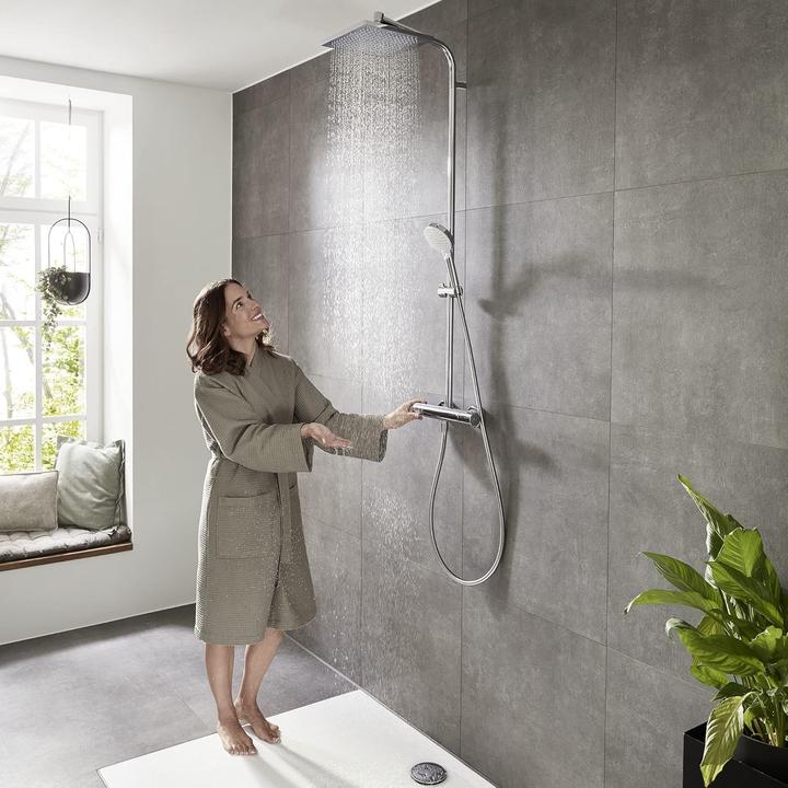Image du produit hansgrohe Regendoucheset Crometta E 240 Varia 24 cm carré incl. thermostaatkraan 26785000 chroom/wit