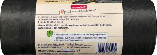 Actual product image dm Profissimo nature garbage bag 60L with drawstring 80% recycled material (60 l)