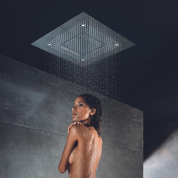 Actual product image Steinberg Sensual Rain rain panel, LED lighting, complete set, recessed ceiling, 3-jet, Easy-Clean (3 Beam types, 24.40 l/min)