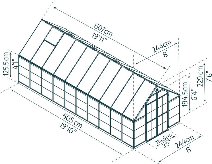 Produktbild Palram Gewächshaus Balance 244x607cm Grün