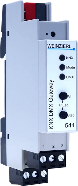 Actual product image Weinzierl KNX DMX Gateway 544 between KNX and DMX