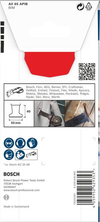 Productafbeelding Bosch PRO AII 65 APIB mes voor multifunctioneel gereedschap, 65 x 40 mm
