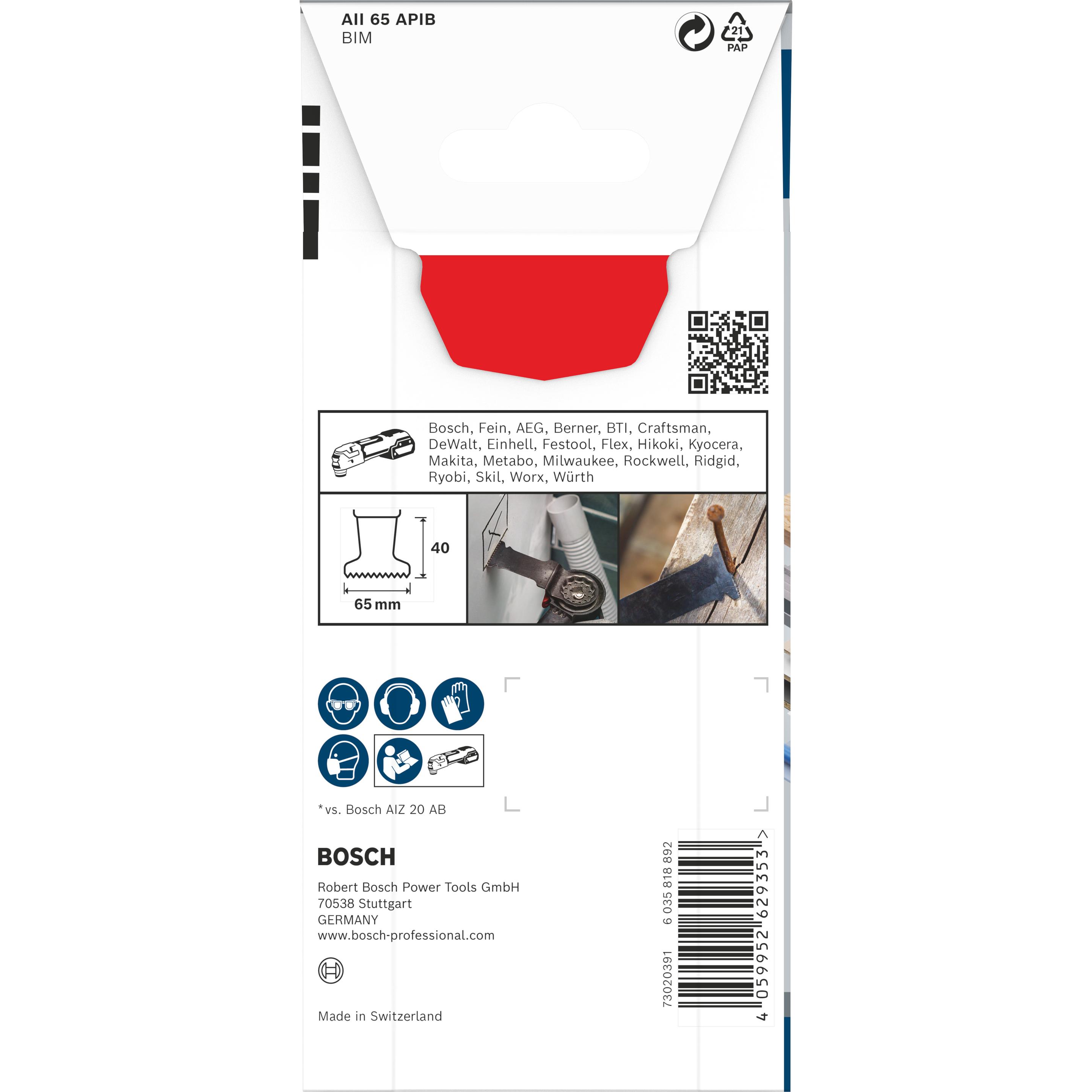 Thumbnail - Bosch Professional Zubehör, Sägeblatt, PRO AII 65 APIB Blatt für Multifunktionswerkzeuge, 65 x 40 mm