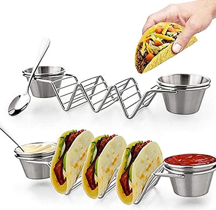 Produktbild Herzberg Cooking Taco Halter mit 2 Saucenschalen aus Edelstahl