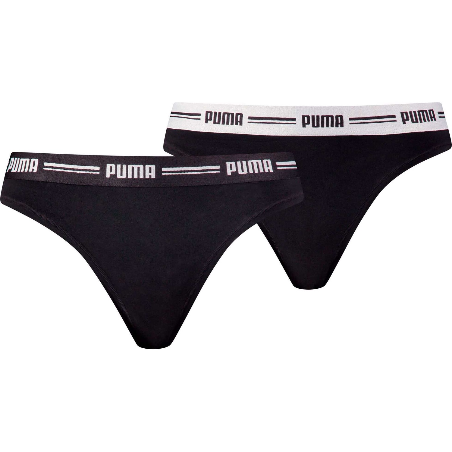 Puma, Damen, Unterhosen, String 2-er-Pack, Schwarz, (L, 2er Pack)