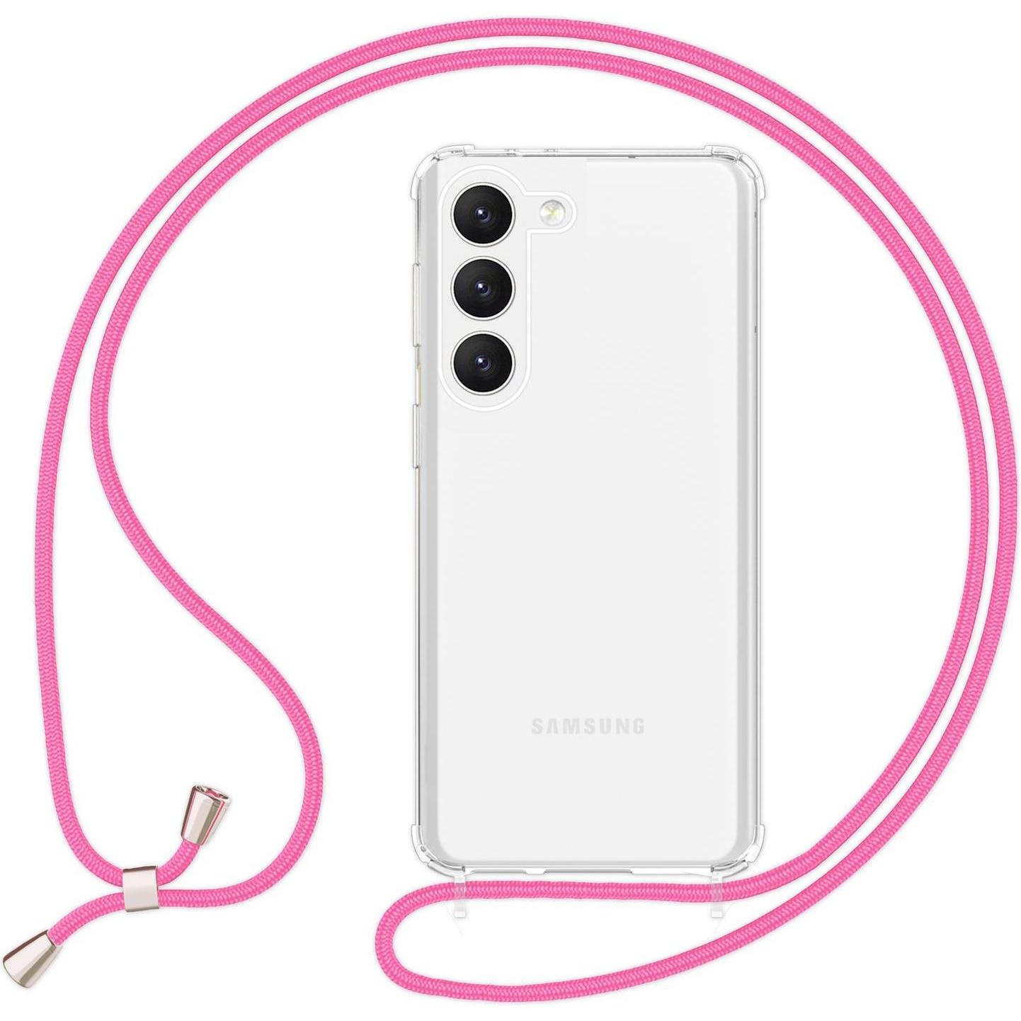Nalia Klare Hybrid Hülle mit Kette zum Umhängen, Handykette, Pink