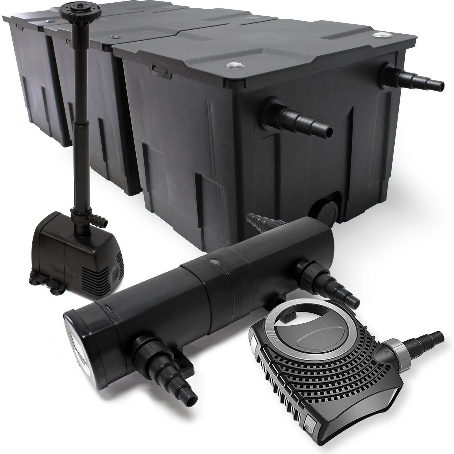 Wiltec, Brunnen + Gartenteich, Set: Teichfilter 90000l 36W UV Teichklärer 80W Pumpe Springbrunnen 457