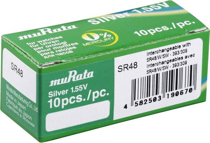 Immagine prodotto Murata Pila a bottone ossido di argento n 393 (10 pz., SR48, 75 mAh)