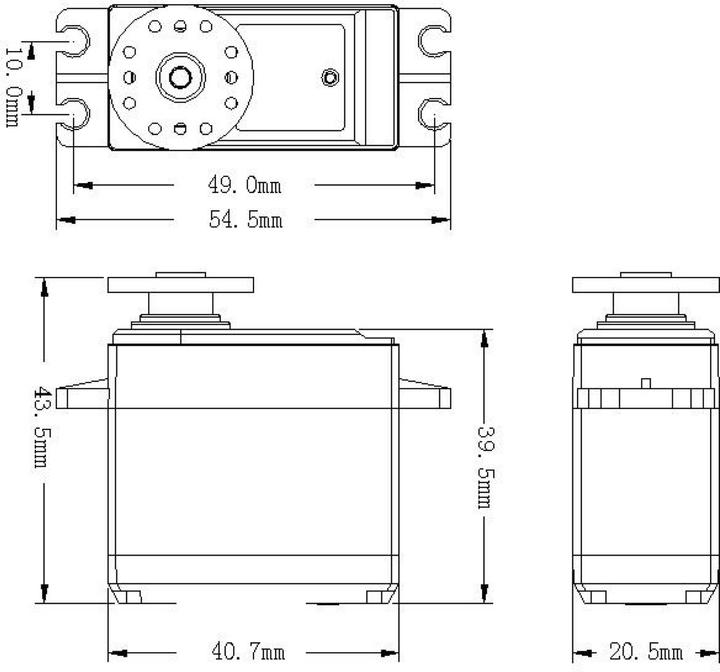 Produktbild Power HD Servo HD-LW-13MG / 13.0kg/0.12sec/6V Digital Waterproof Servo (40.7x20.5x39.5mm)