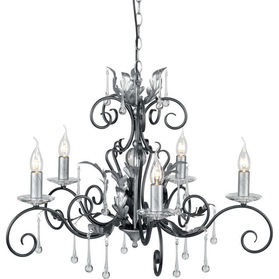 Elstead Lighting, Kronleuchter, Amarilli Kronleuchter E14 5-fach Schwarz-Silber, Made in UK (73 cm)