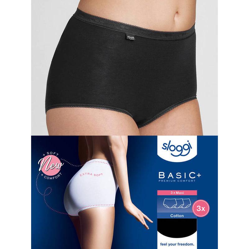 Thumbnail - Sloggi, Damen, Unterhosen, Basic+ Maxi Slip, Schwarz, (40, 3er Pack)