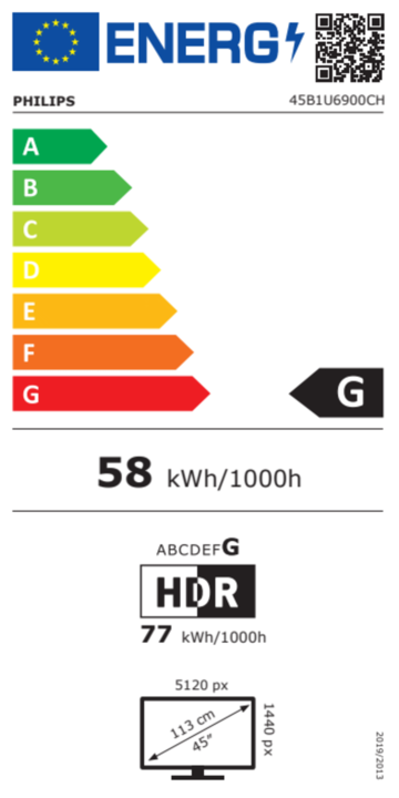 Energielabel Philips 45B1U6900CH (5120 x 1440 pixels, 44.50")