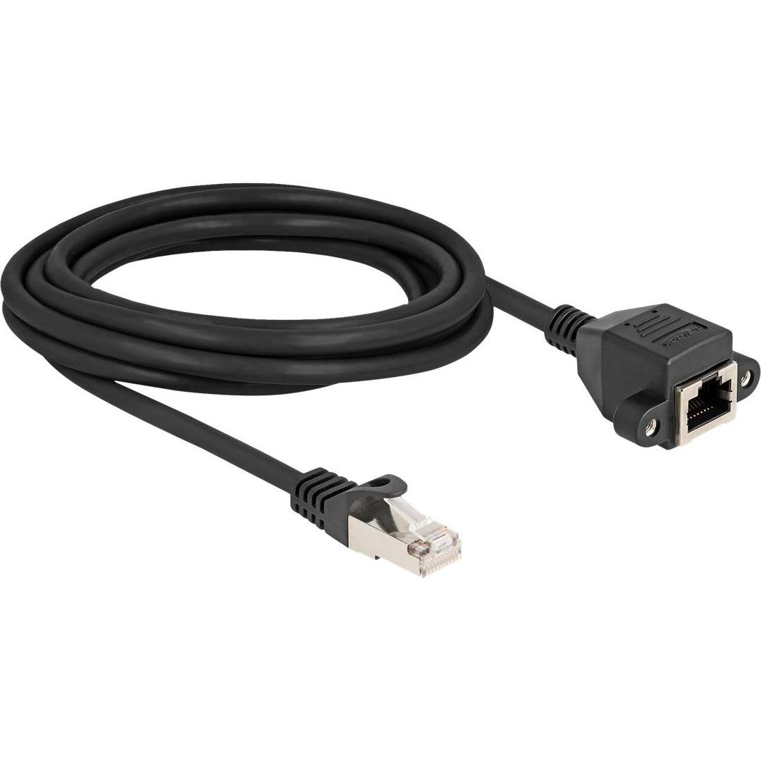 Delock RJ50 Verlängerungskabel Stecker zu Buchse S/FTP 3 m schwarz (S/FTP, 3 m), Netzwerkkabel