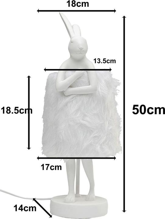 Produktbild Kare Design Tischleuchte Animal Rabbit Fur Weiss/Silber 50cm (E14)
