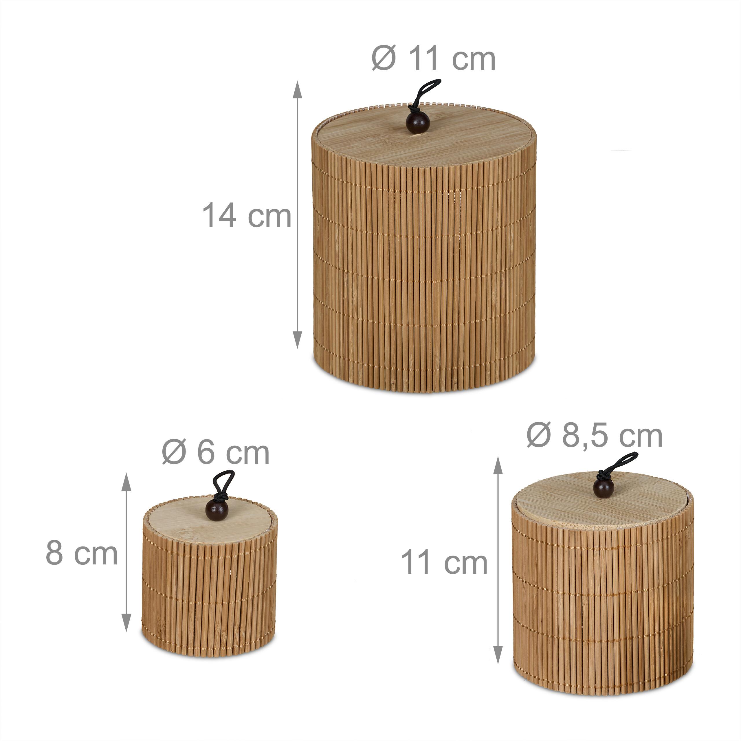 Thumbnail - Relaxdays, Aufbewahrungsbox, 3x Bambusbox (11 x 11 x 14 cm, 1.69 l)