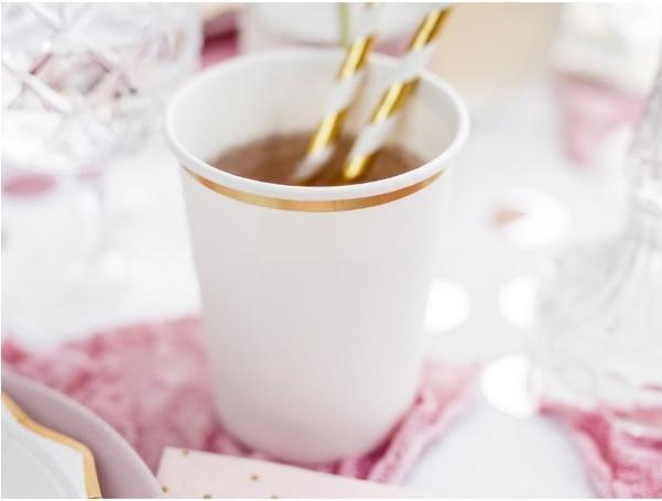 Actual product image Partydeco Cups, white, 260 ml (1 pkt / 6 pc.) (6x)