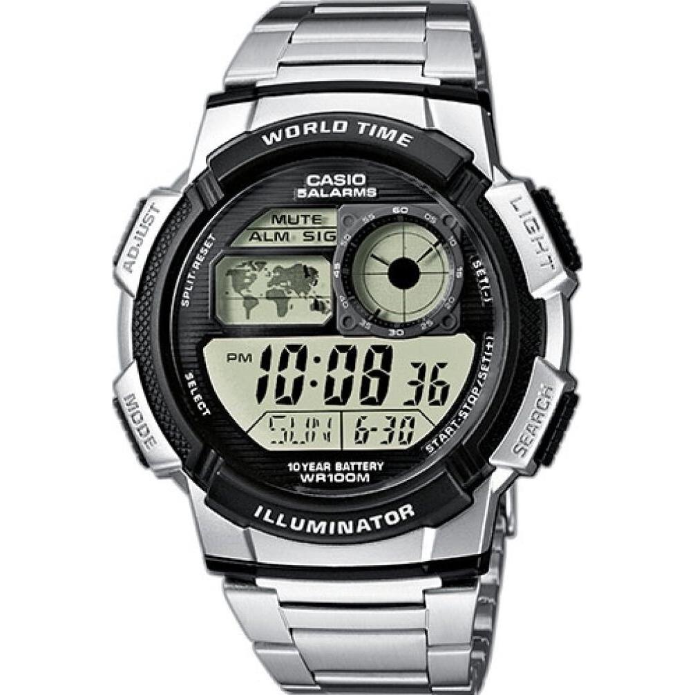 Casio, Armbanduhr, Illuminator, Silber, (Digitaluhr, 44 mm)