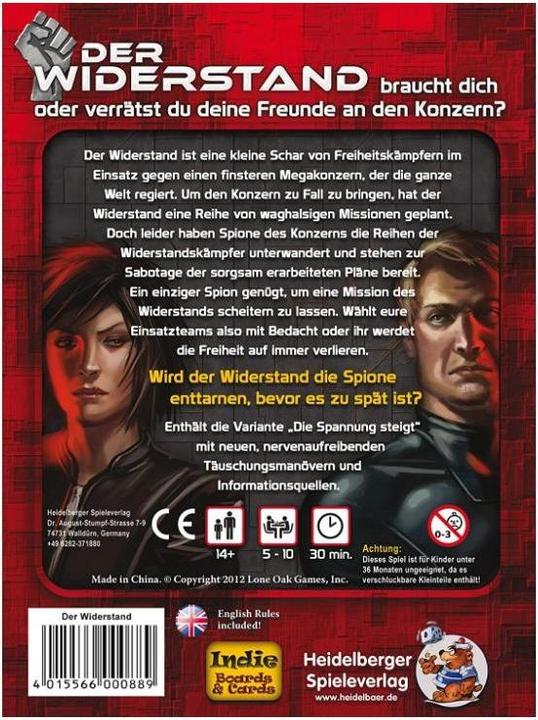 Produktbild IBCD0011 - Der Widerstand, Kartenspiel, für 5-10 Spieler, ab 12 Jahren (Deutsch)