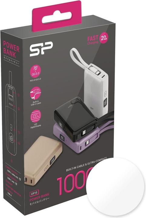 Produktbild Silicon Power Powerbank CP10 10000 mAh Schwarz (10000 mAh, 18 W, 37 Wh)