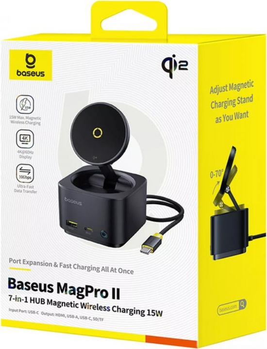 Actual product image Baseus MagPro 7-in-1 USB-C Hub (USB-C, 7 Ports)