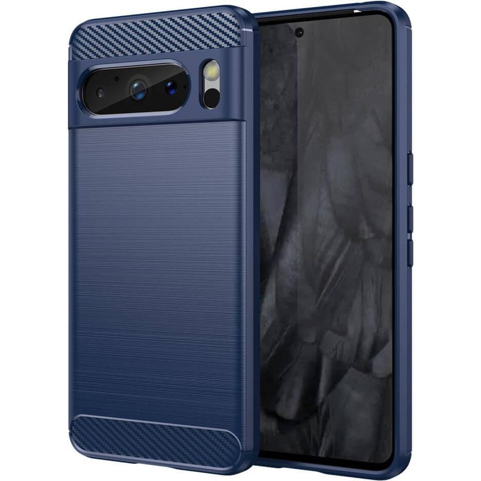 Cover-Discount Google Pixel 8 Pro - Metall Carbon Look Hülle blau (Google Pixel 8 Pro), Smartphone Hülle, Blau