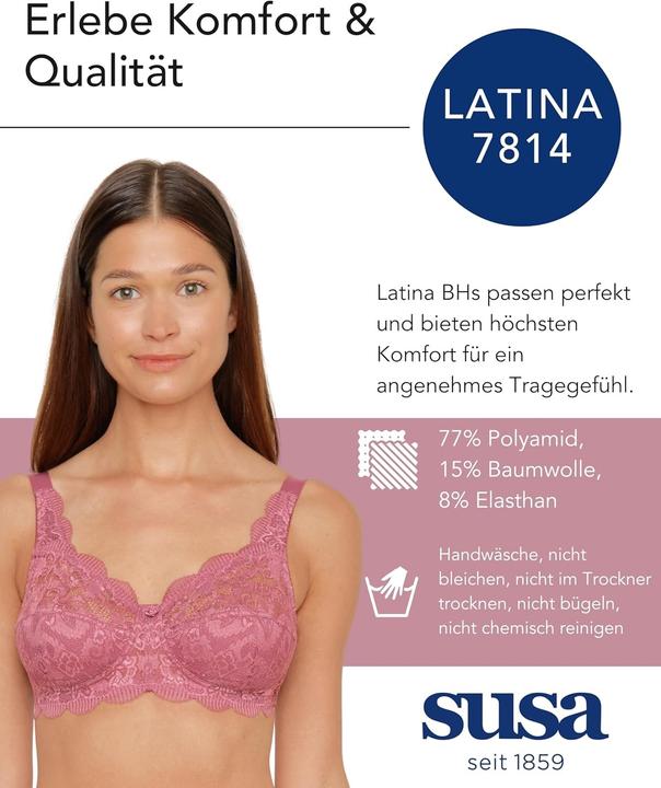 Actual product image Susa Ladies' Elastic Lace Bralette, Plum (75 D)