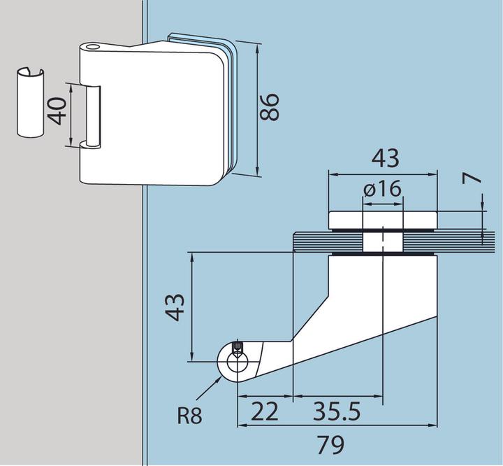 Actual product image Dormakaba Glass door hinge Junior Office