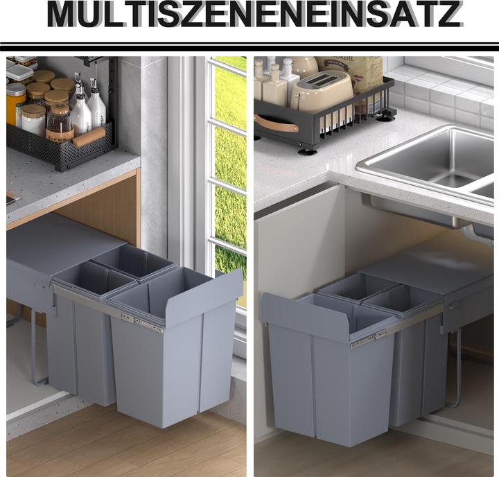 Produktbild Homcom Einbaumülleimer Kunststoff, Metall Grau (40 l)