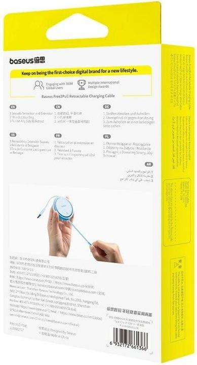 Produktbild Baseus Free2Pull retractable USB-C / Lightning cable 20W 1m - blue (1 m, 20 W)