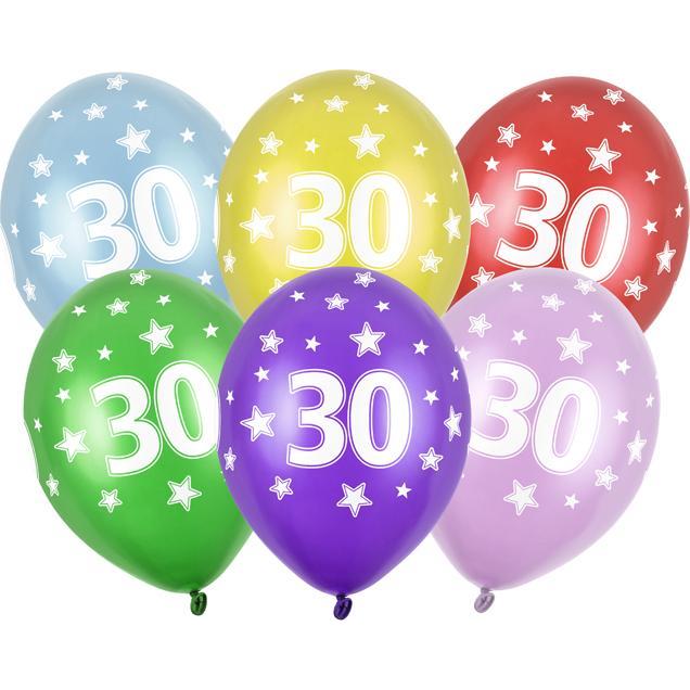 Partydeco Balloons 30cm, 30th Birthday, Metallic Mix (1 pkt / 50 pc.)