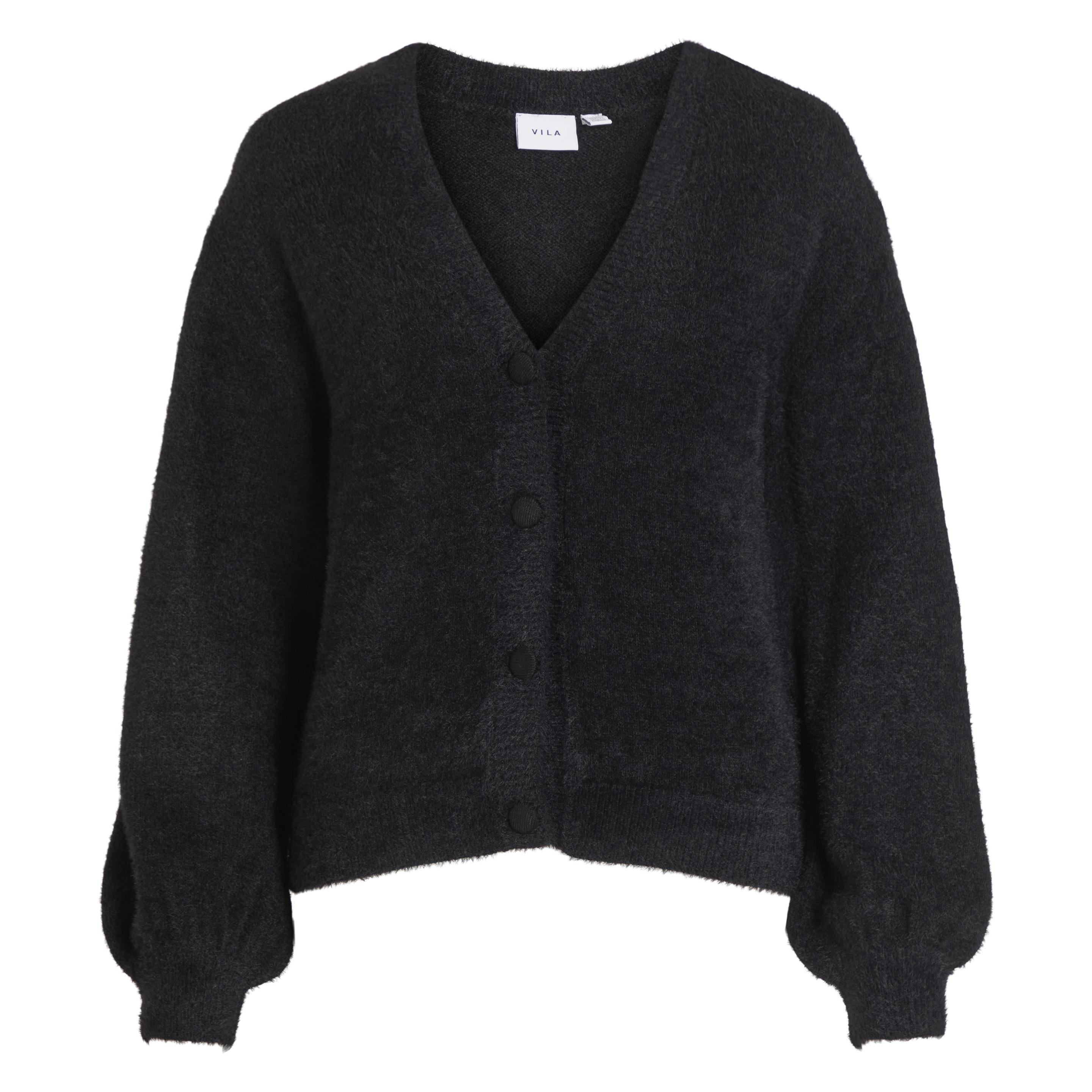 Vila, Damen, Pullover, Oversize Strickjacke, Schwarz, (Xs)