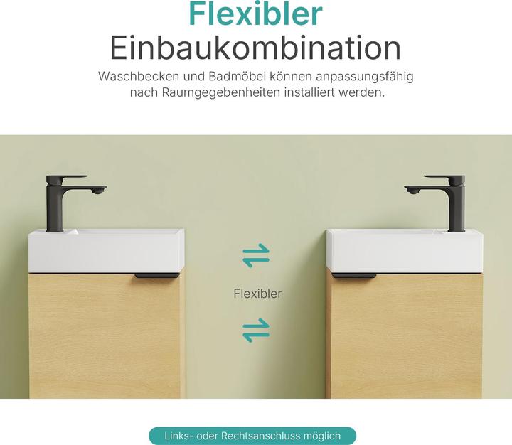 Produktbild Emke Badunterschrank mit Aufsatzwaschbecken Eiche horizontal Soft Close Tür, Einlegeböden, hängend
