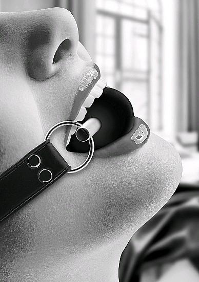 Productafbeelding Ouch! Stevige Ball Gag - Met Gebonden Leren Riemen