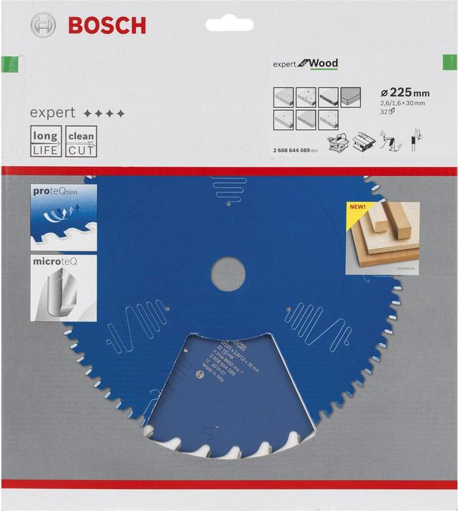Produktbild Bosch Professional Zubehör Kreissägeblatt Expert for Wood, 225 x 30 x 2,6 mm, 32