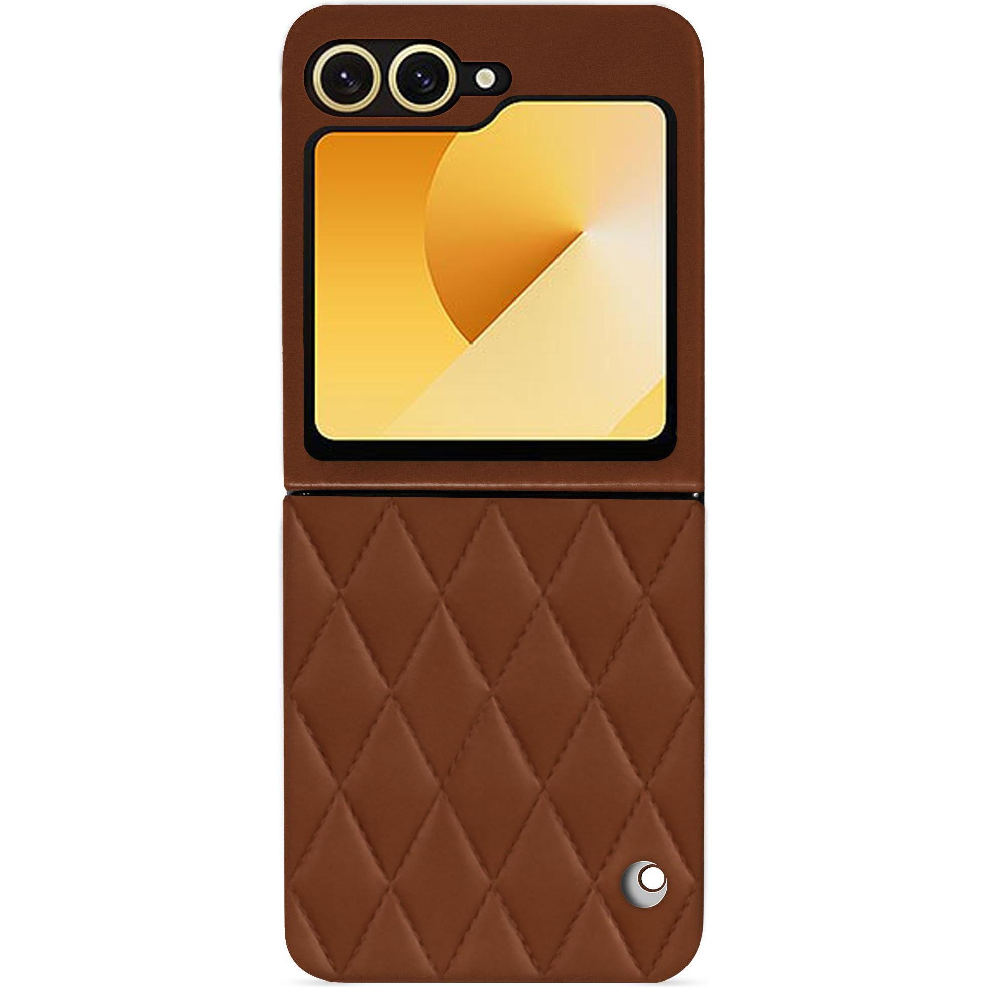Thumbnail - Noreve Lederschutzhülle Samsung Galaxy Z Flip6 (Samsung Galaxy Z Flip6), Smartphone Hülle, Braun