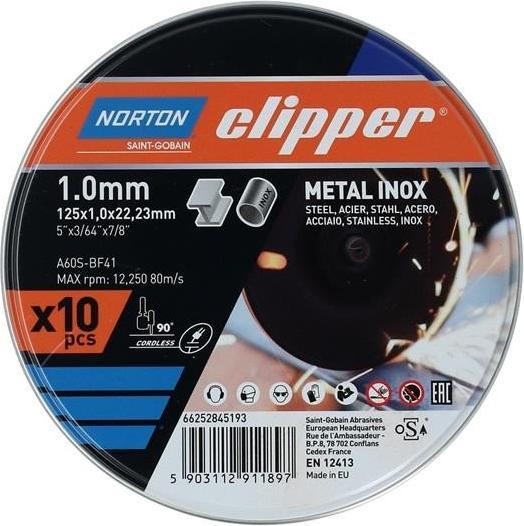 Produktbild Norton Clipper Set mit 10 125 x 1,0 mm Metall / Inox-Trennscheiben