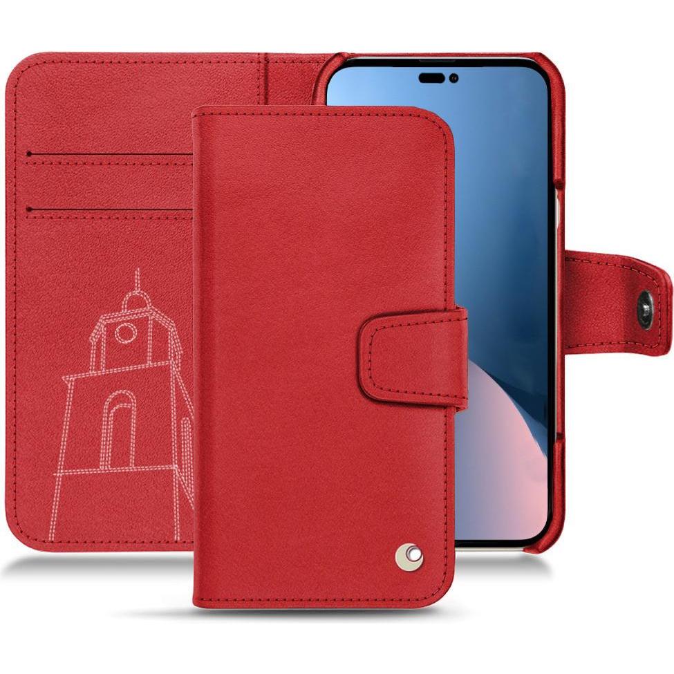 Noreve Lederschutzhülle Wallet (Apple iPhone 14 Plus), Smartphone Hülle, Rot