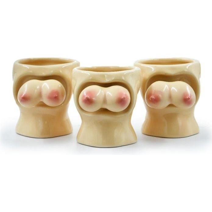 Mikamax Jiggle Me Drunk : 3-Glass Boob Shot Set, Bicchieri da cocktail