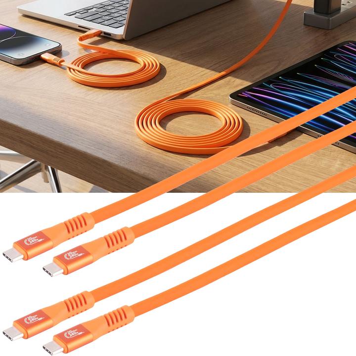 Actual product image S-Impuls Set of 2 data & fast charging cables USB-C to USB-C, orange, 2m (2 m, USB 3.2 Gen 2x2, 240 W)