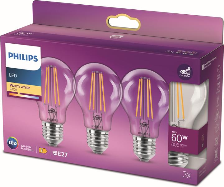 Actual product image Philips Lamp (E27, 7 W, 806 lm, 3 x, E)