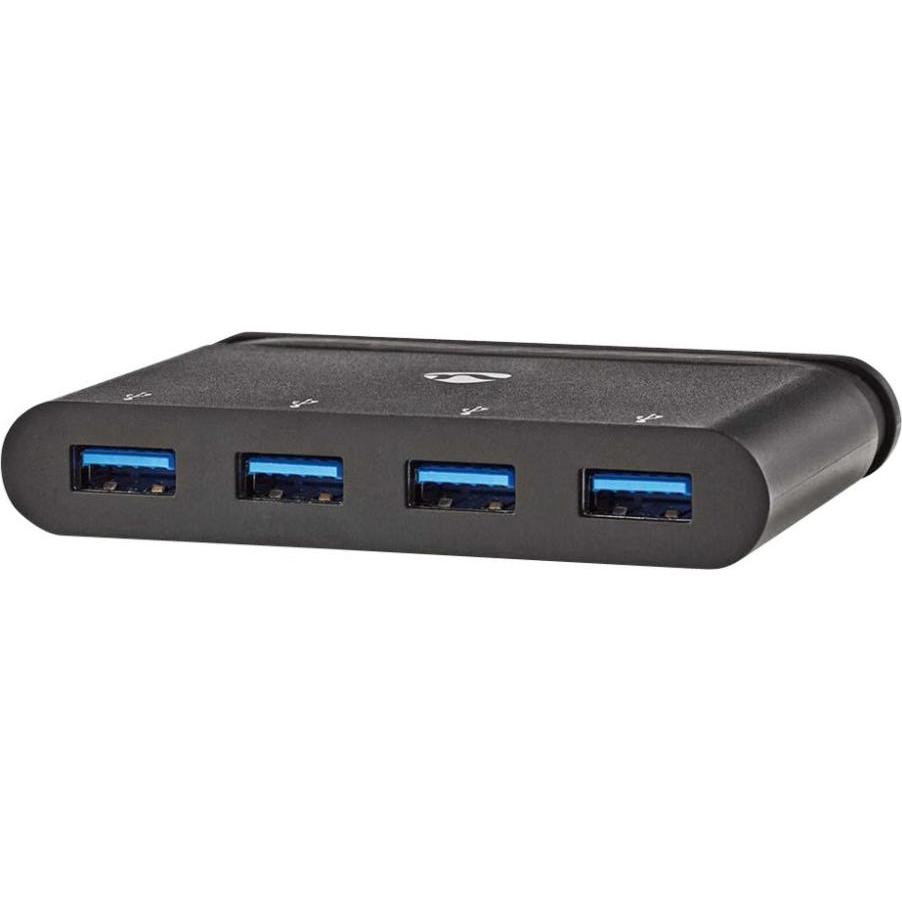 Nedis USB Adapter USB 3.2 Gen 1 USB-CT Male 4X USB-A Nickel Plated Black Window Box with Euro Lock (USB-C, 4 Ports), Doc...