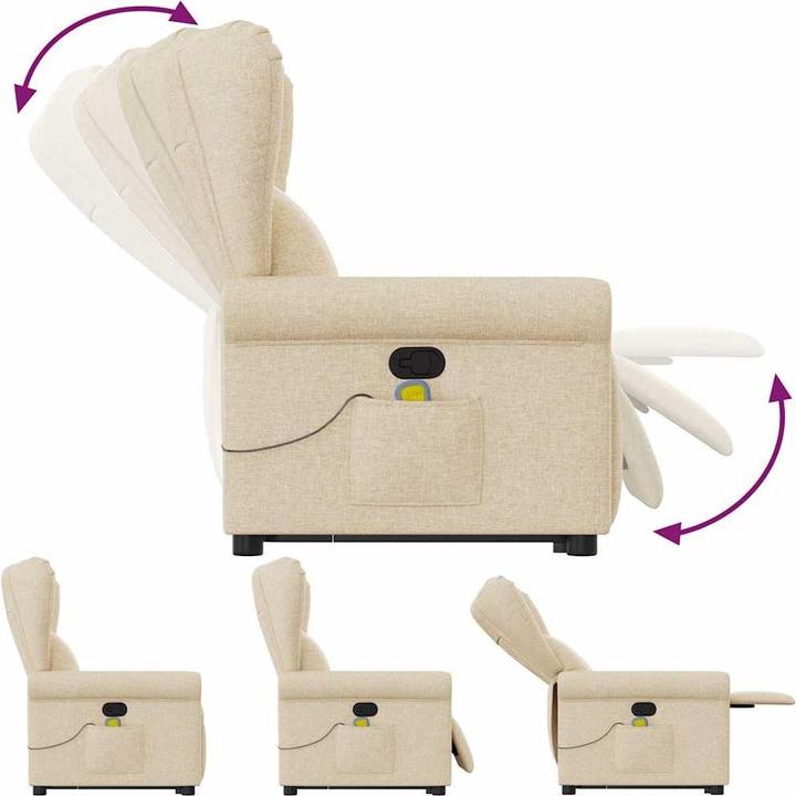 Immagine prodotto vidaXL Poltrona massaggiante con ausilio stand-up in tessuto crema