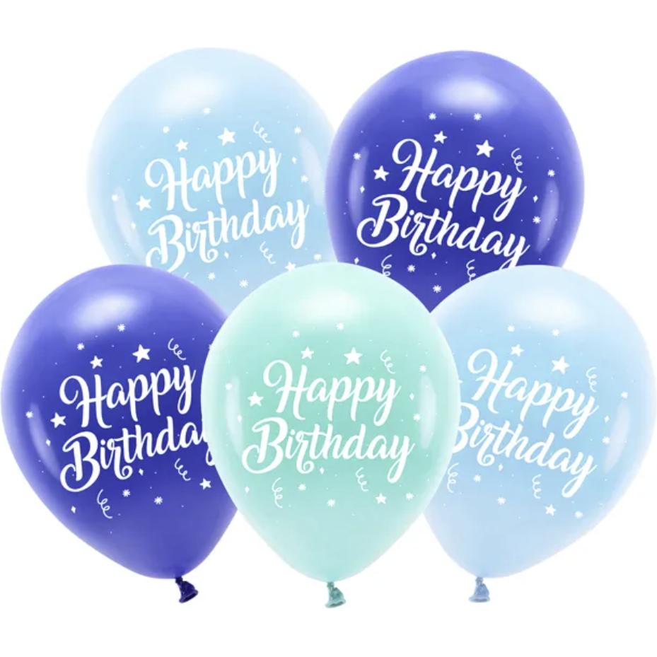 Partydeco Latexballons - Happy Birthday Blau (5St.)