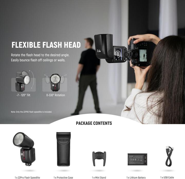 Produktbild Neewer Z2PRO-N TTL Round Head Flash Speedlite With 3000mAh Lithium Battery (Aufsteckblitz, Nikon)