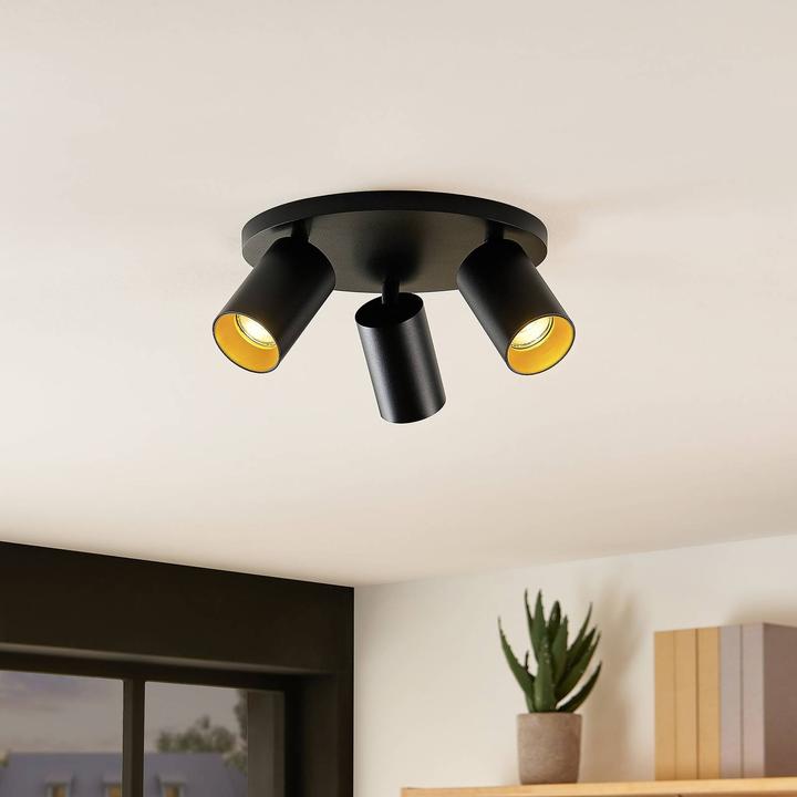 Produktbild Arcchio Brinja Deckenstrahler, rund 3-fl., schwarz (GU10)